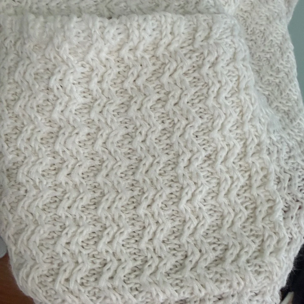 Cream Textured Knit Button Front Cardigan XL Soft Oversized Sweater with Pockets